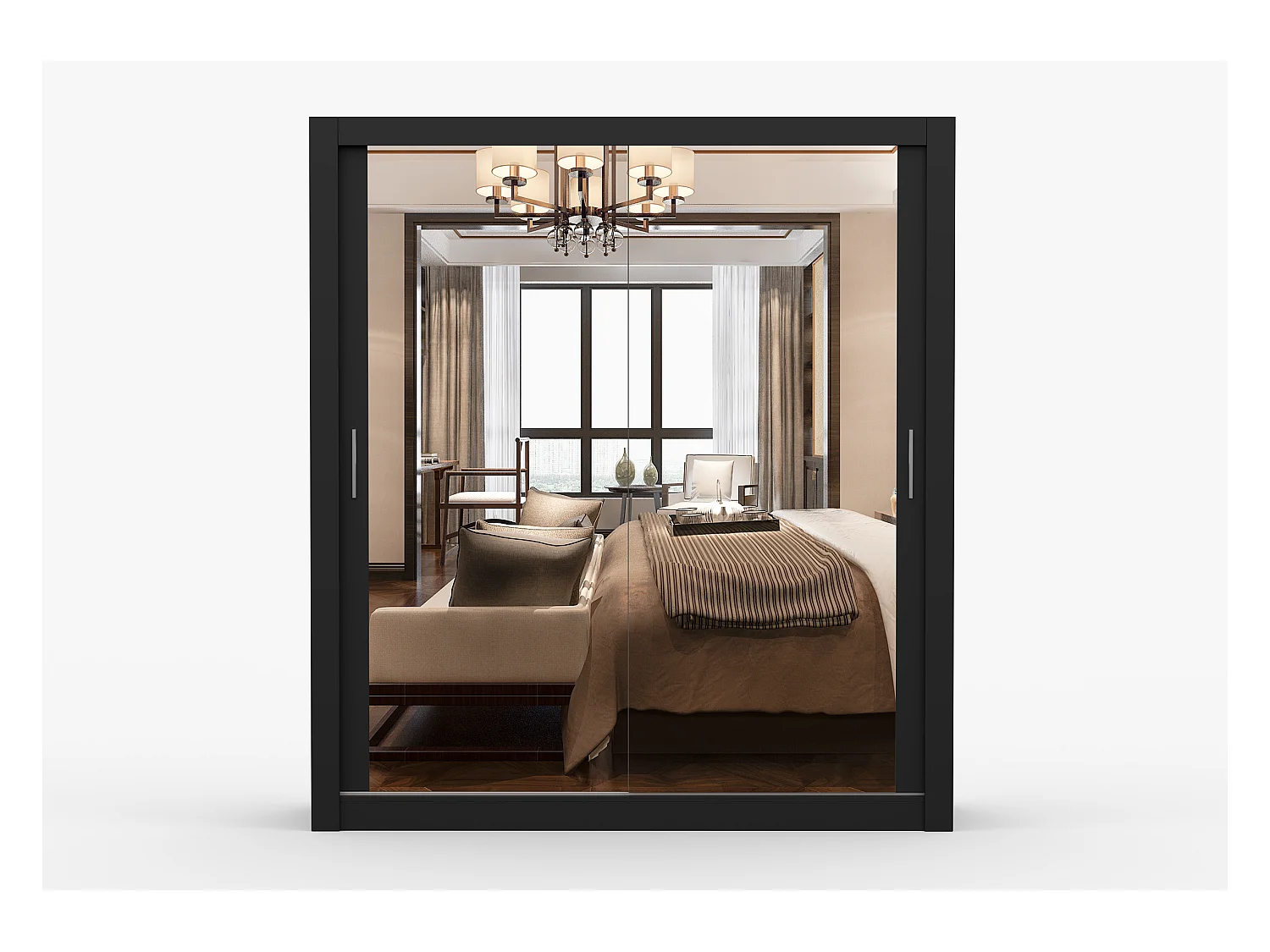 Armoire Miro 180 cm avec miroir - Noir