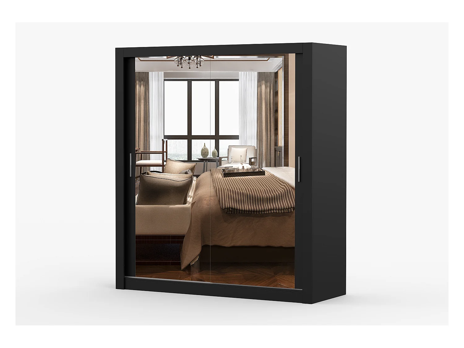 Armoire Miro 180 cm avec miroir - Noir
