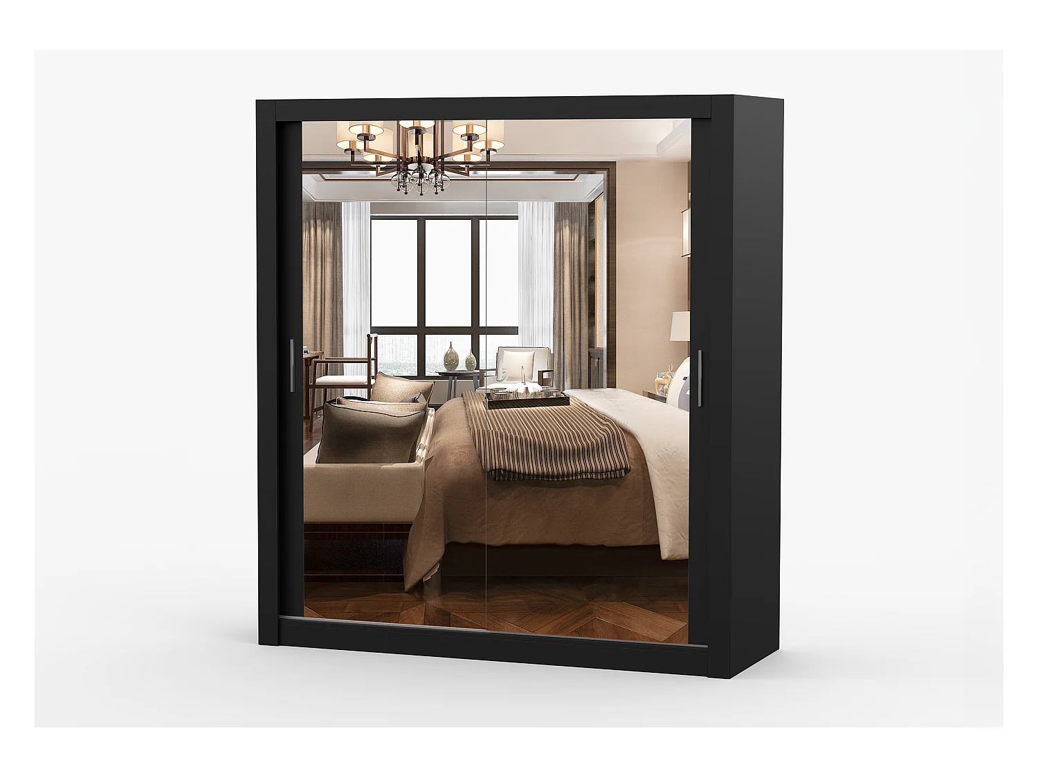 Armoire Miro 180 cm avec miroir - Noir