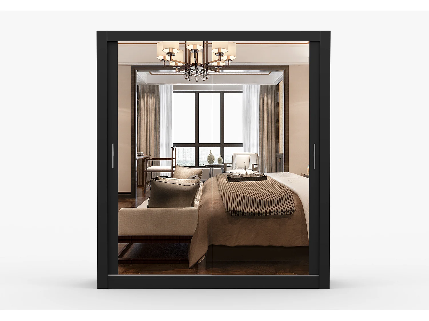 Armoire Miro 180 cm avec miroir - Noir