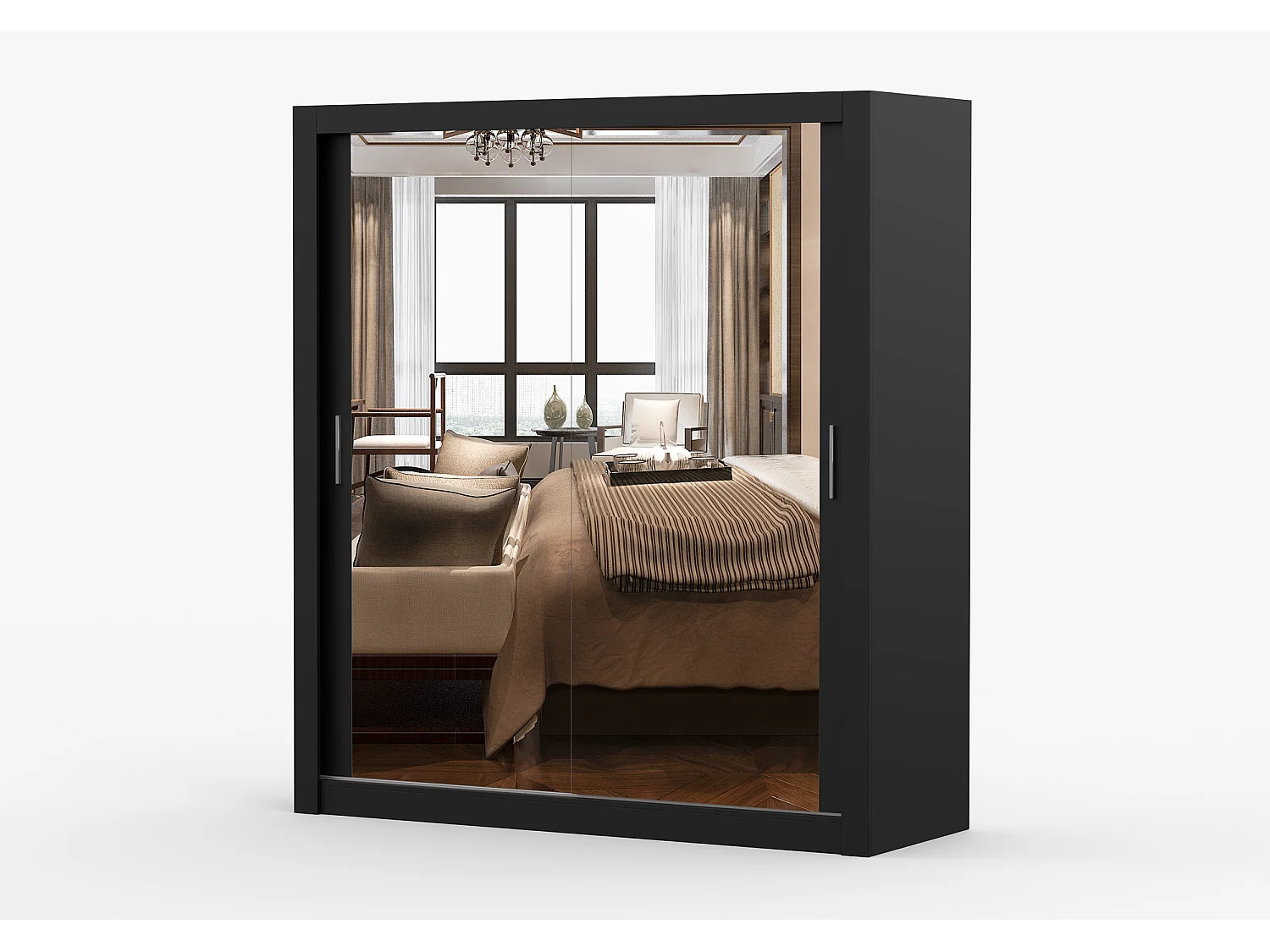 Armoire Miro 180 cm avec miroir - Noir