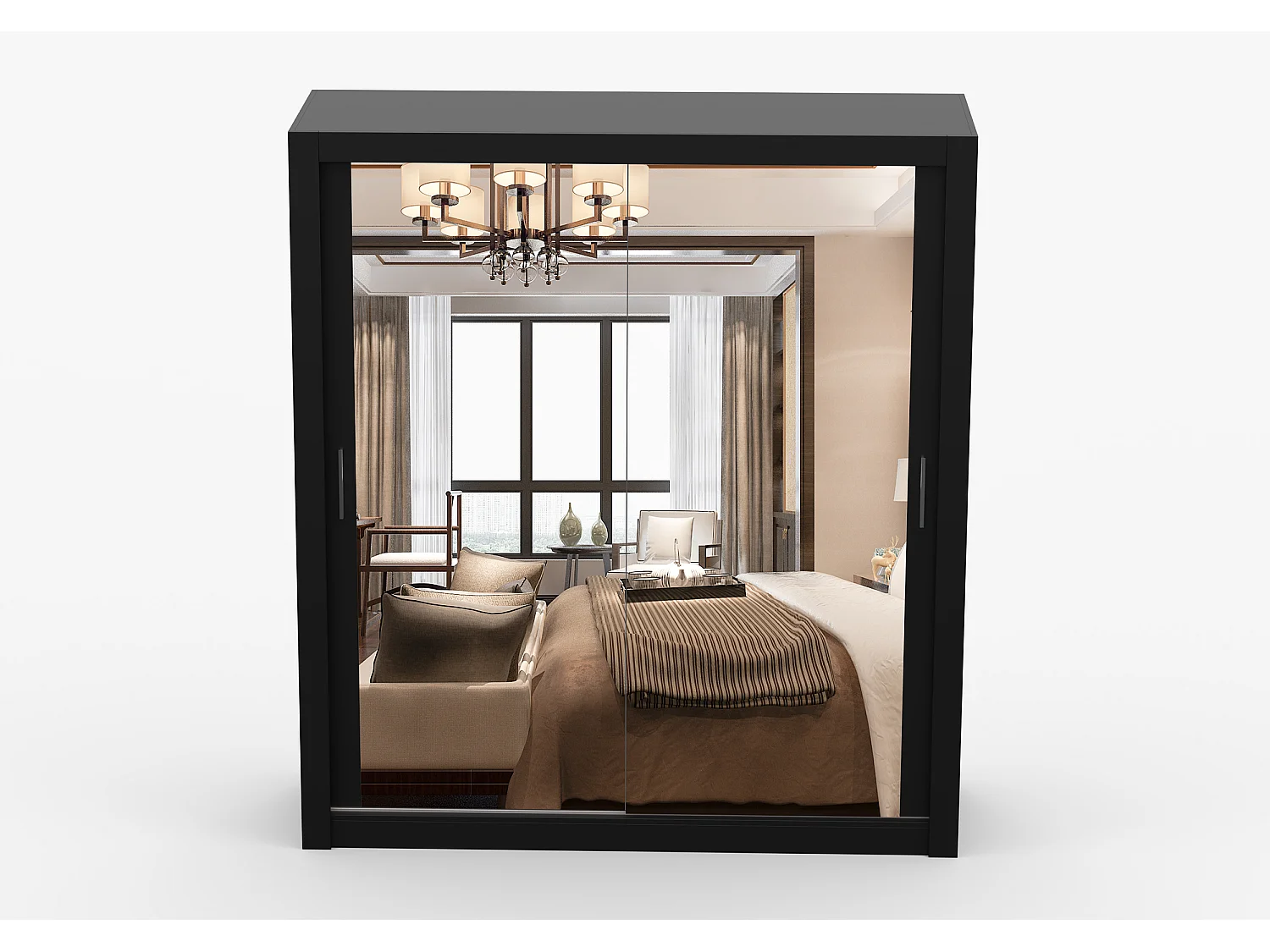 Armoire Miro 180 cm avec miroir - Noir