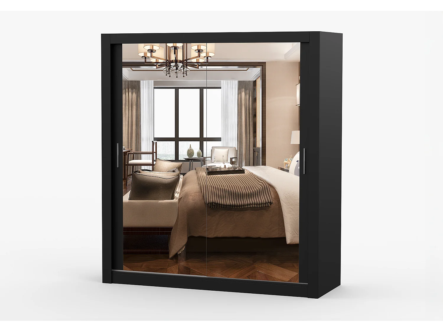 Armoire Miro 180 cm avec miroir - Noir