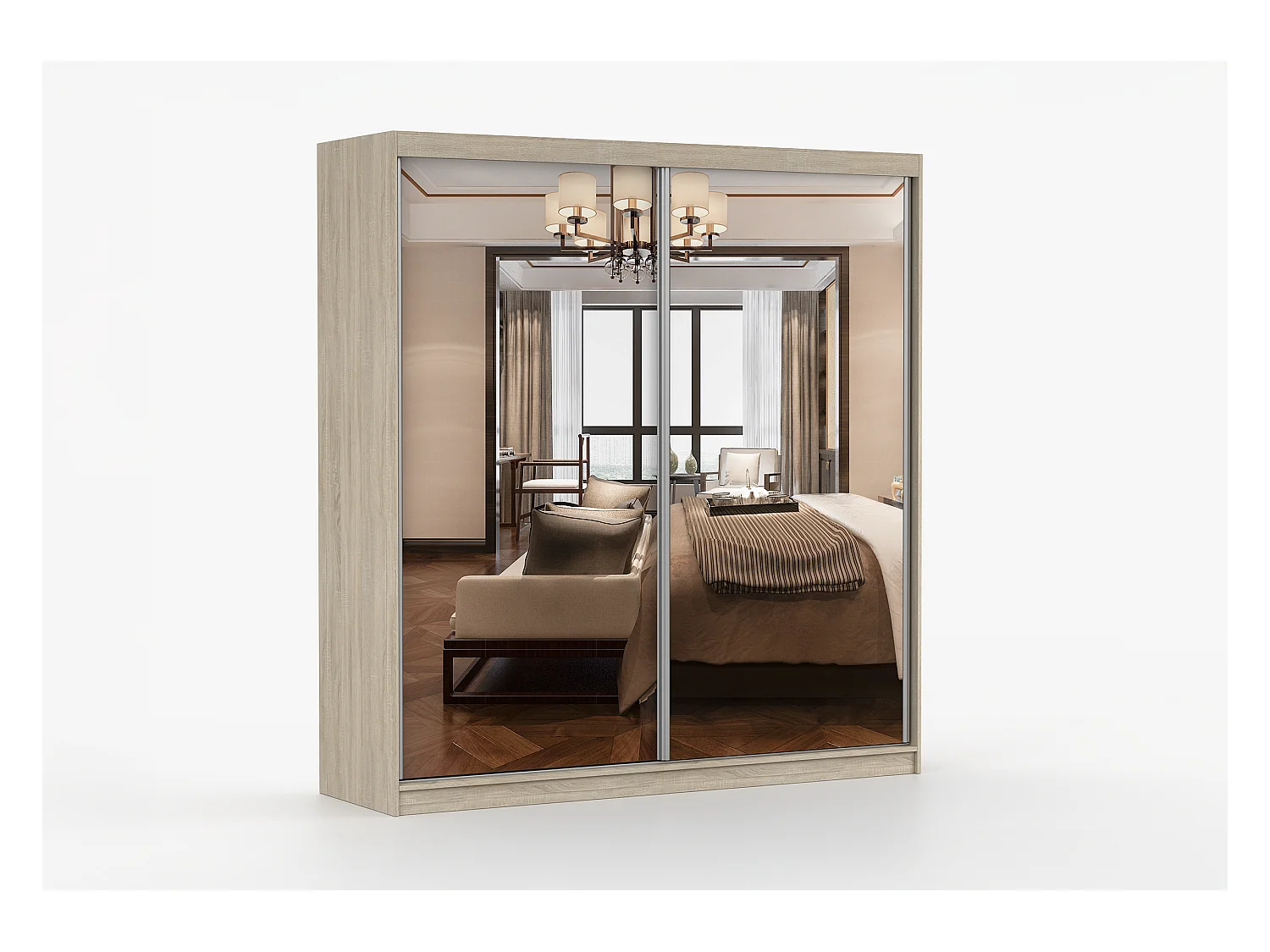 Armoire Solènea 203 cm avec miroir - Chêne