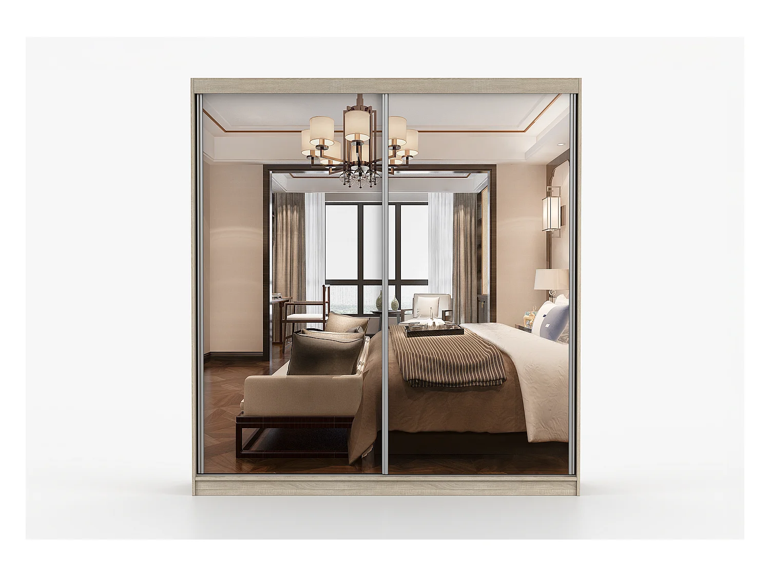 Armoire Solènea 203 cm avec miroir - Chêne