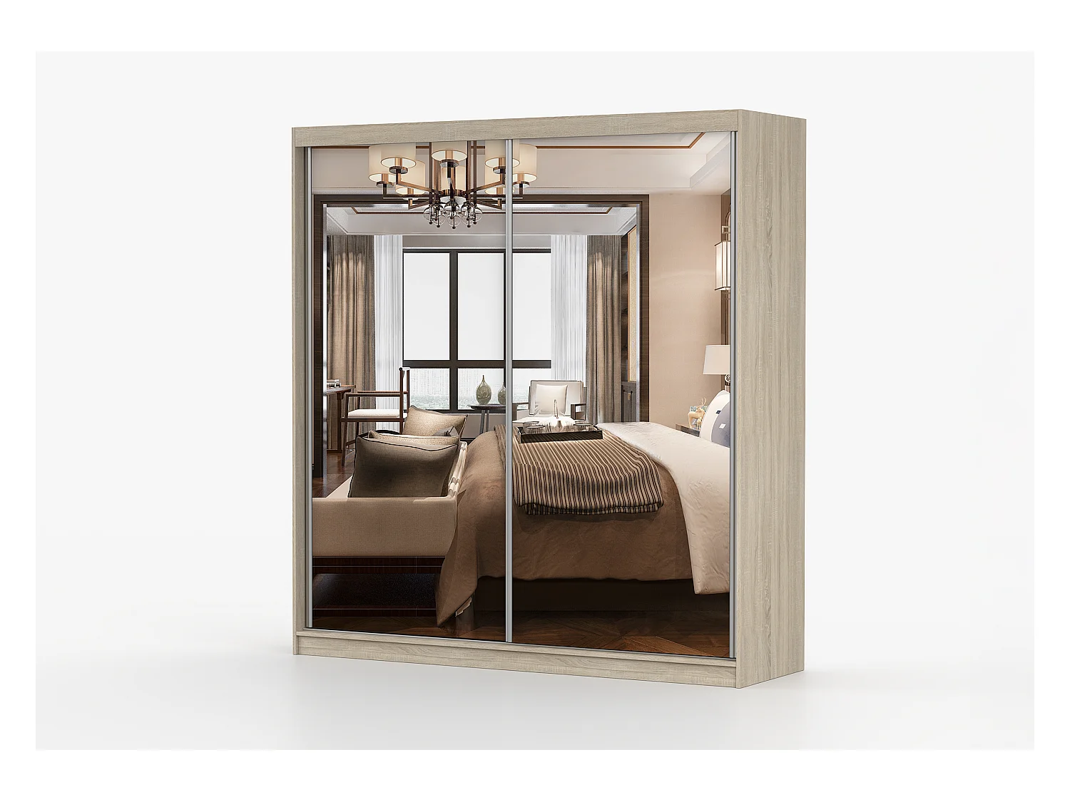 Armoire Solènea 203 cm avec miroir - Chêne