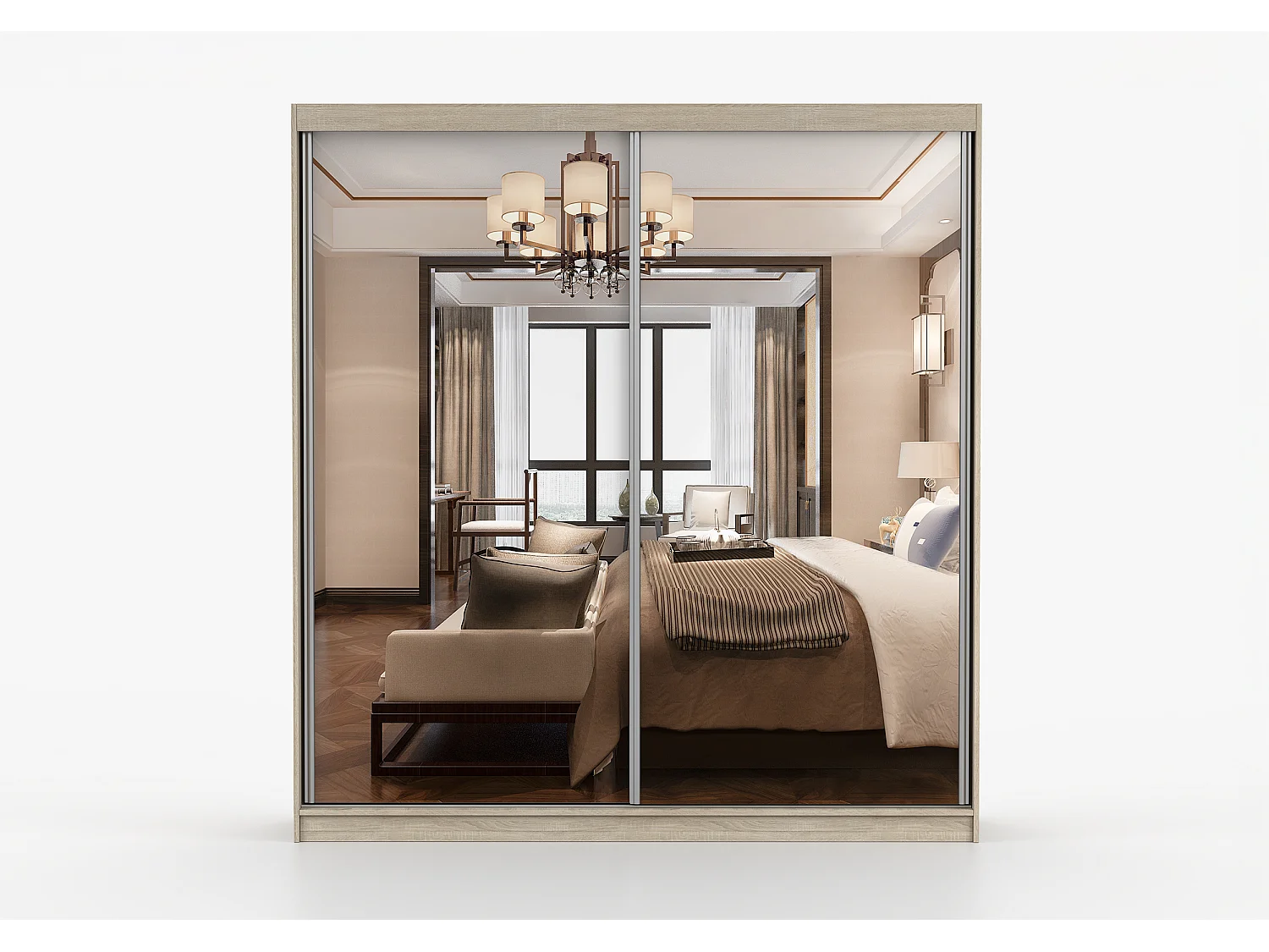 Armoire Solènea 203 cm avec miroir - Chêne