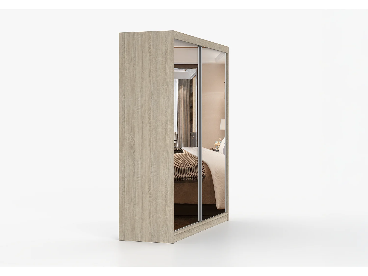 Armoire Solènea 203 cm avec miroir - Chêne