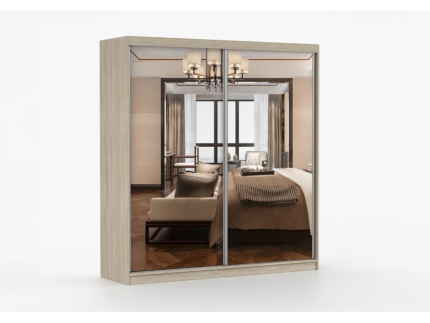 Armoire Solènea 203 cm avec miroir - Chêne