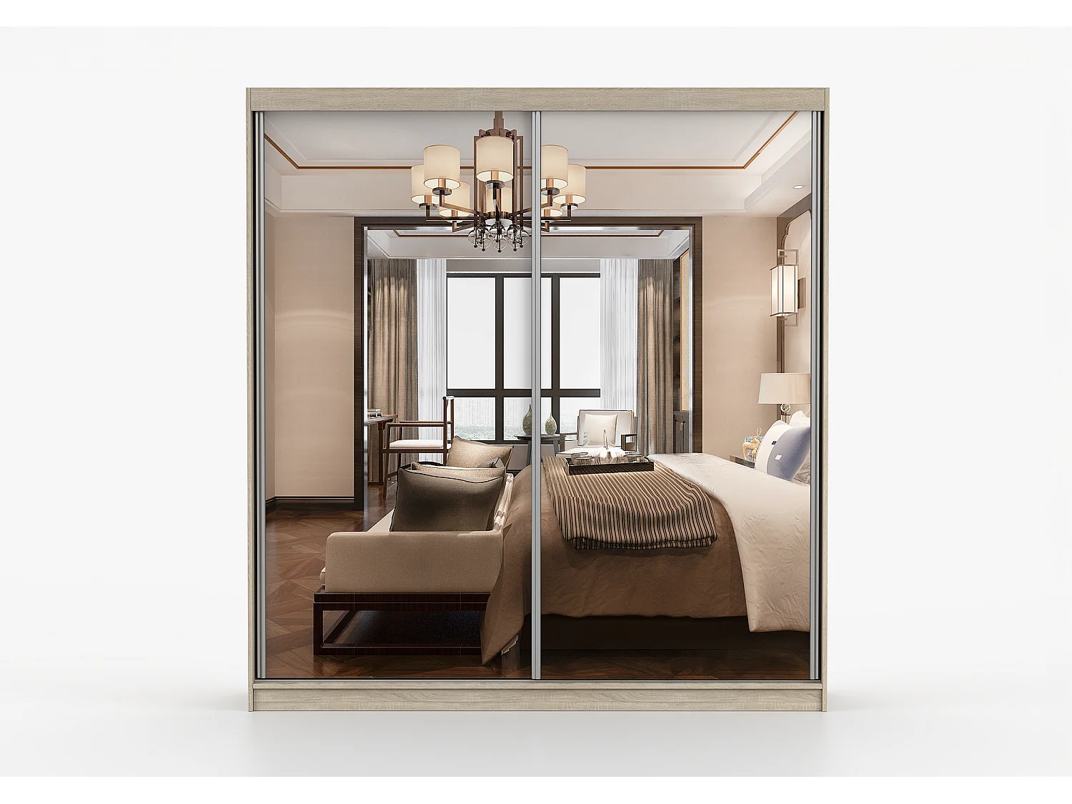 Armoire Solènea 203 cm avec miroir - Chêne