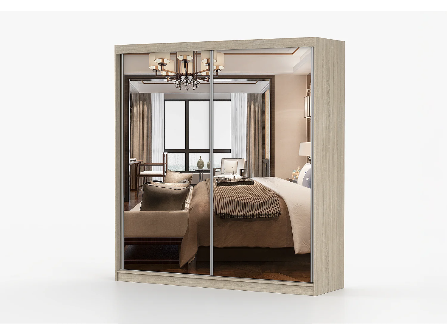 Armoire Solènea 203 cm avec miroir - Chêne