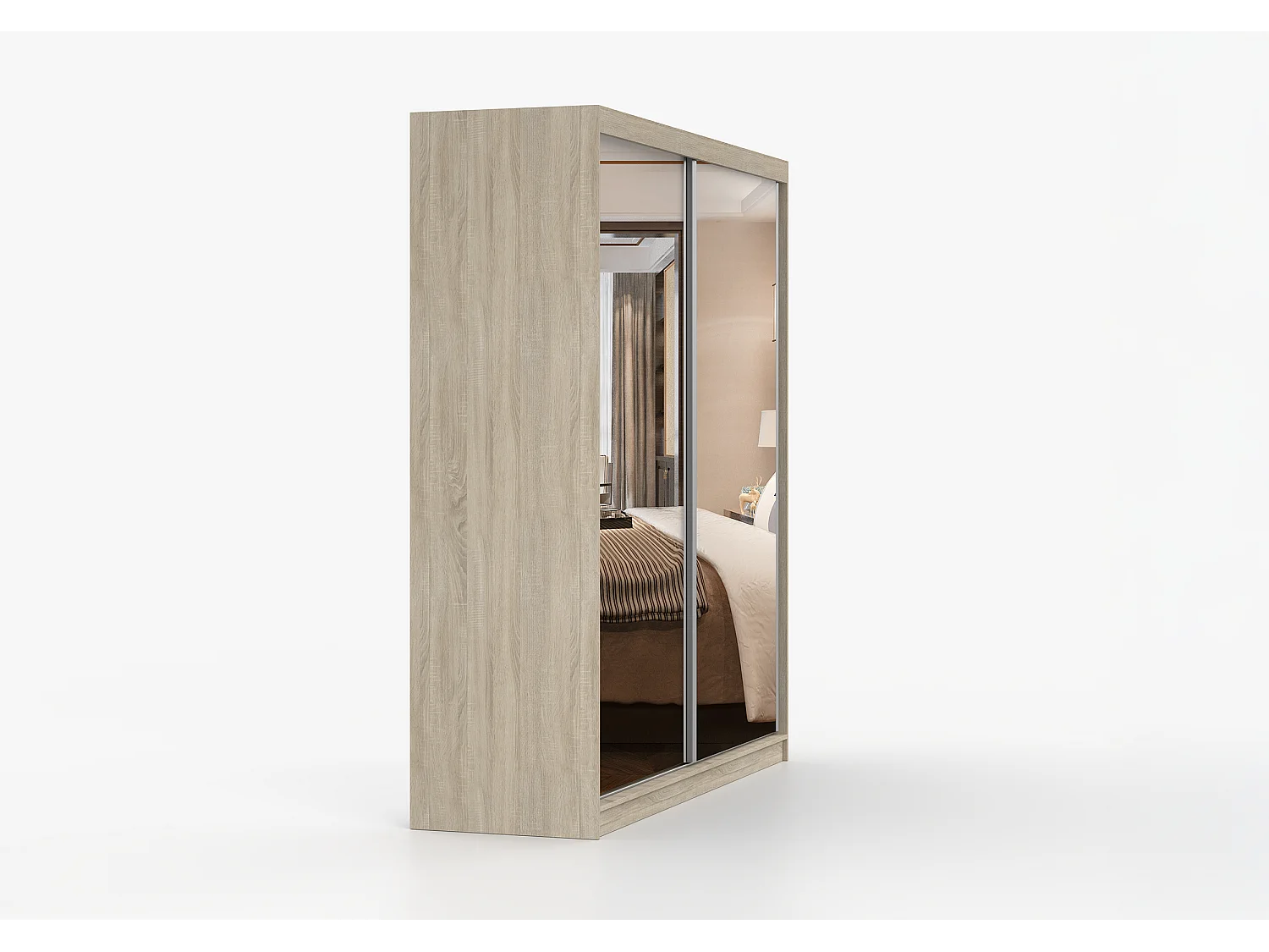 Armoire Solènea 203 cm avec miroir - Chêne