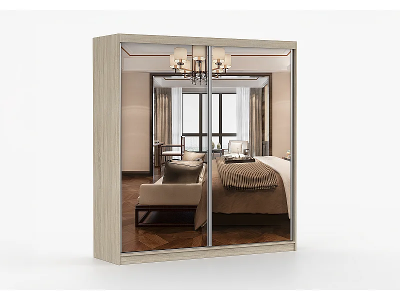 Armoire Solènea 203 cm avec miroir - Chêne