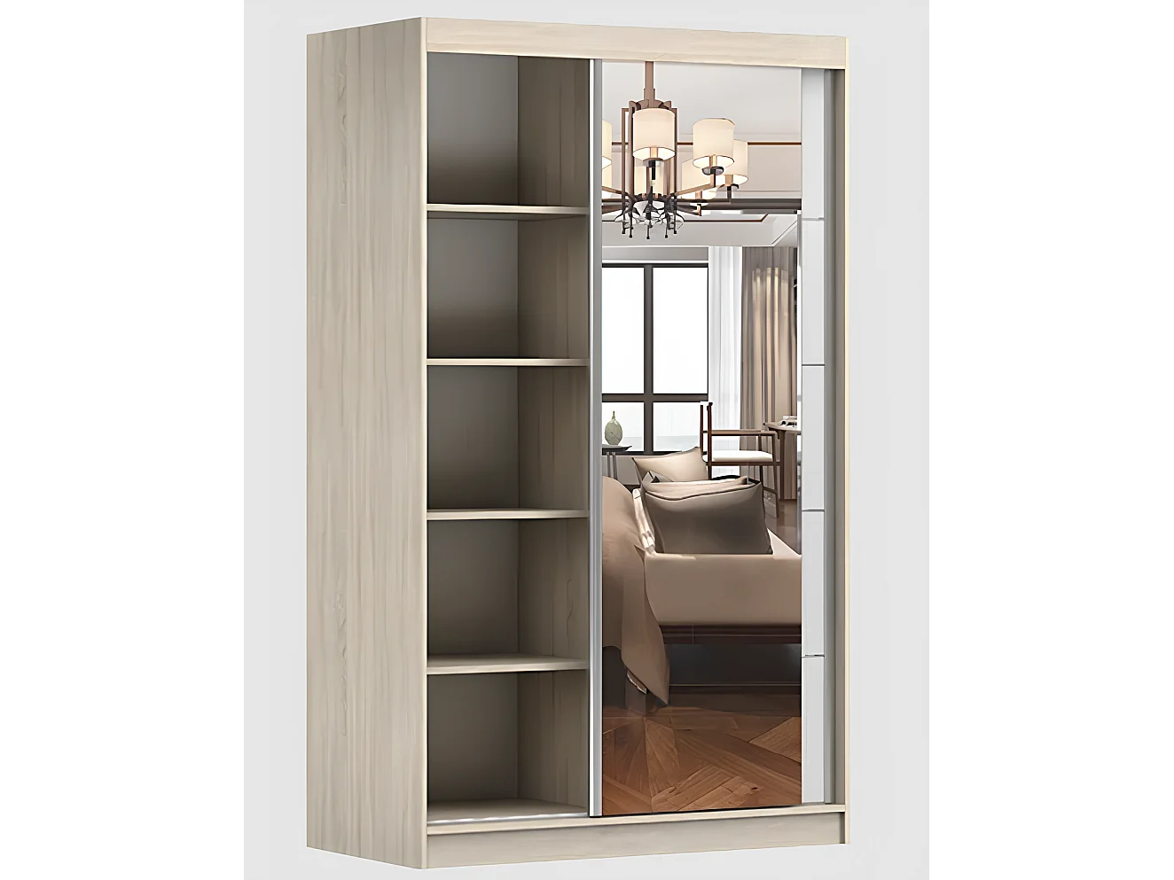 Armoire Syra 120 cm avec miroir - Noir - Blanc