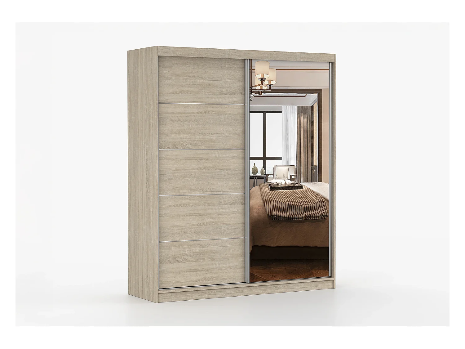 Armoire Ysalis 183 cm avec miroir - Chêne