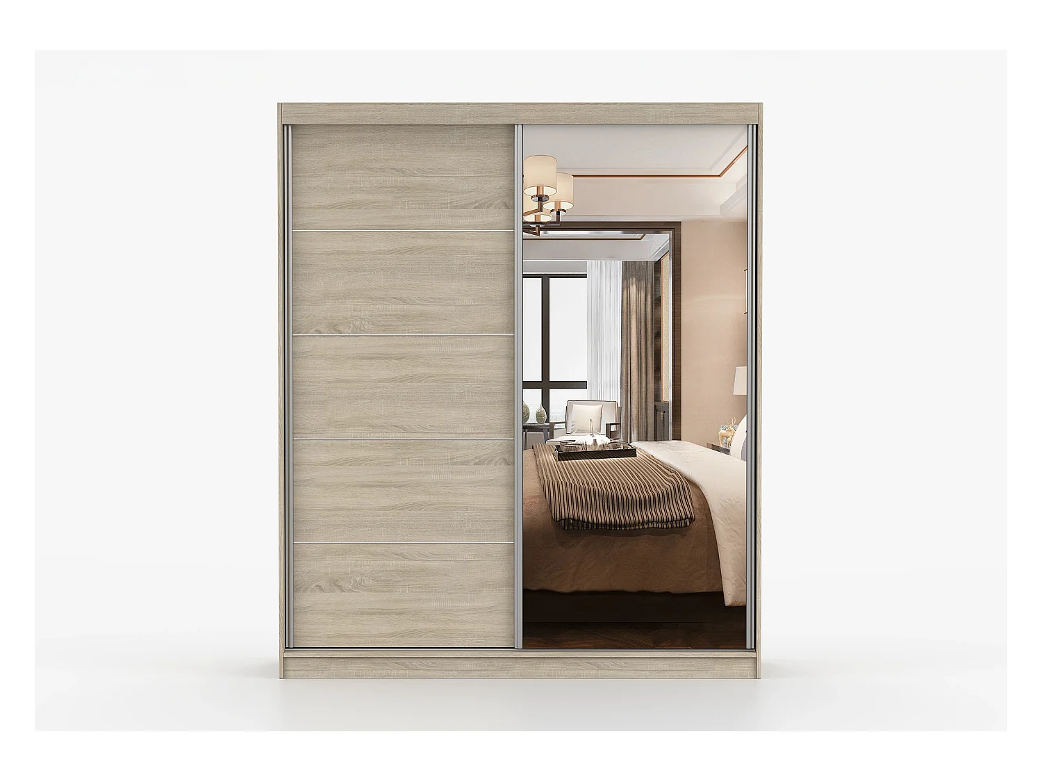 Armoire Ysalis 183 cm avec miroir - Chêne