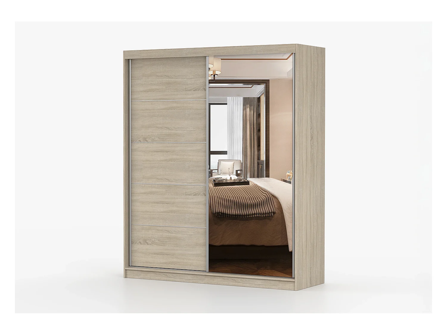 Armoire Ysalis 183 cm avec miroir - Chêne