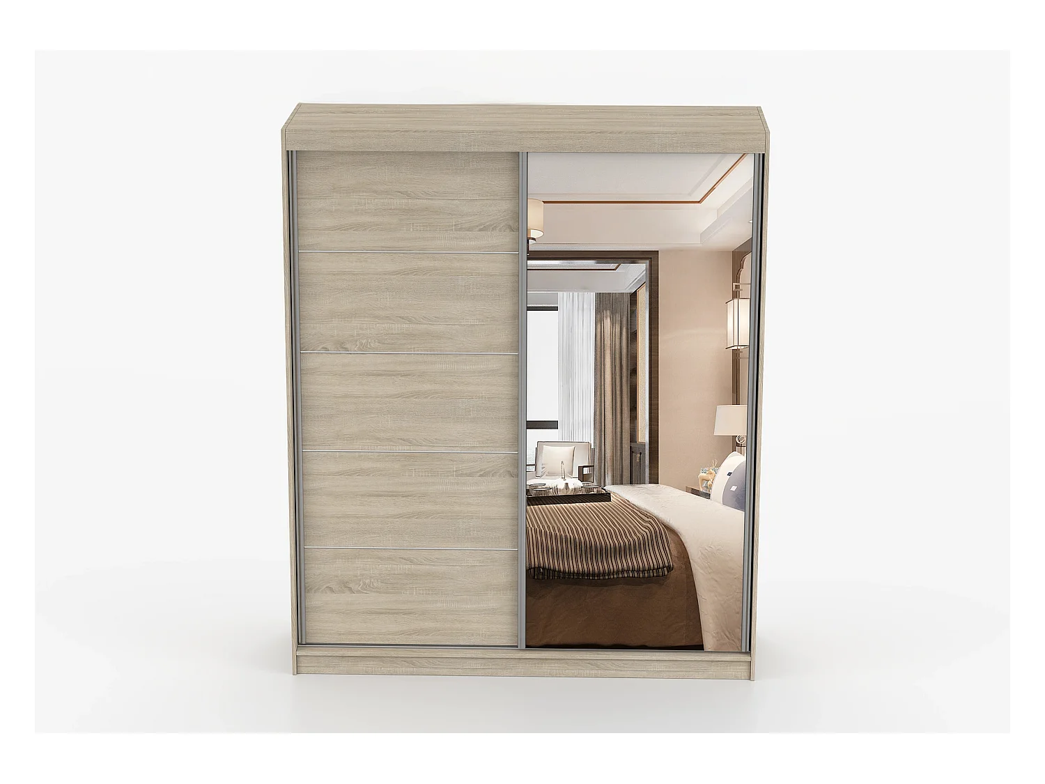 Armoire Ysalis 183 cm avec miroir - Chêne