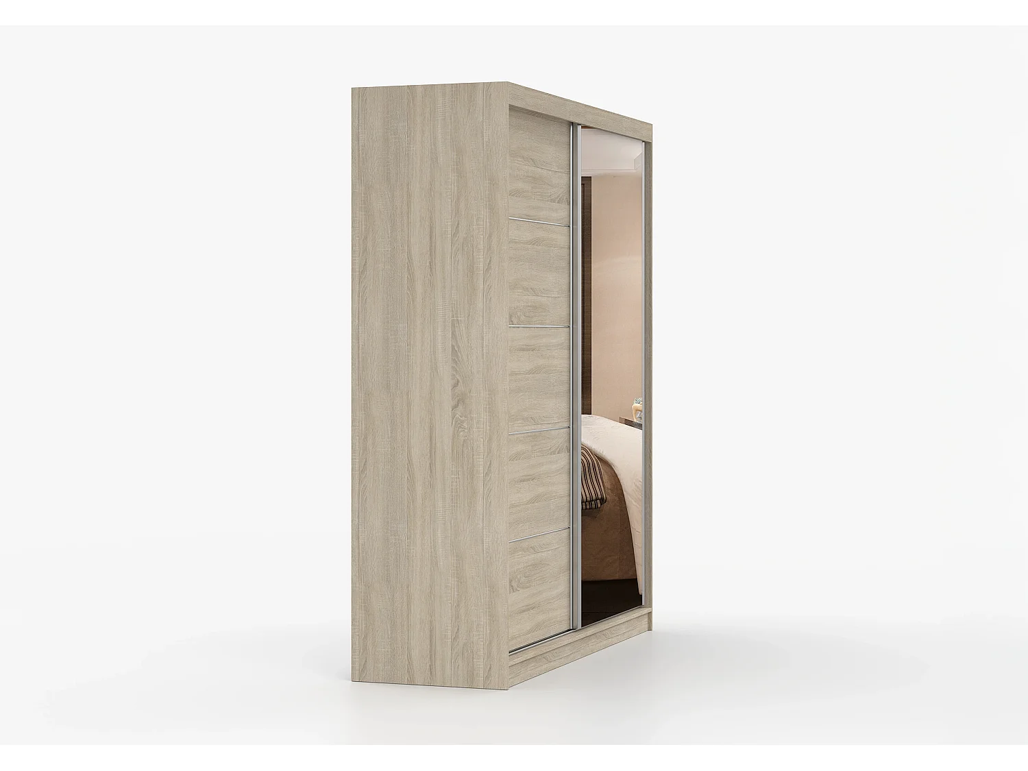 Armoire Ysalis 183 cm avec miroir - Chêne