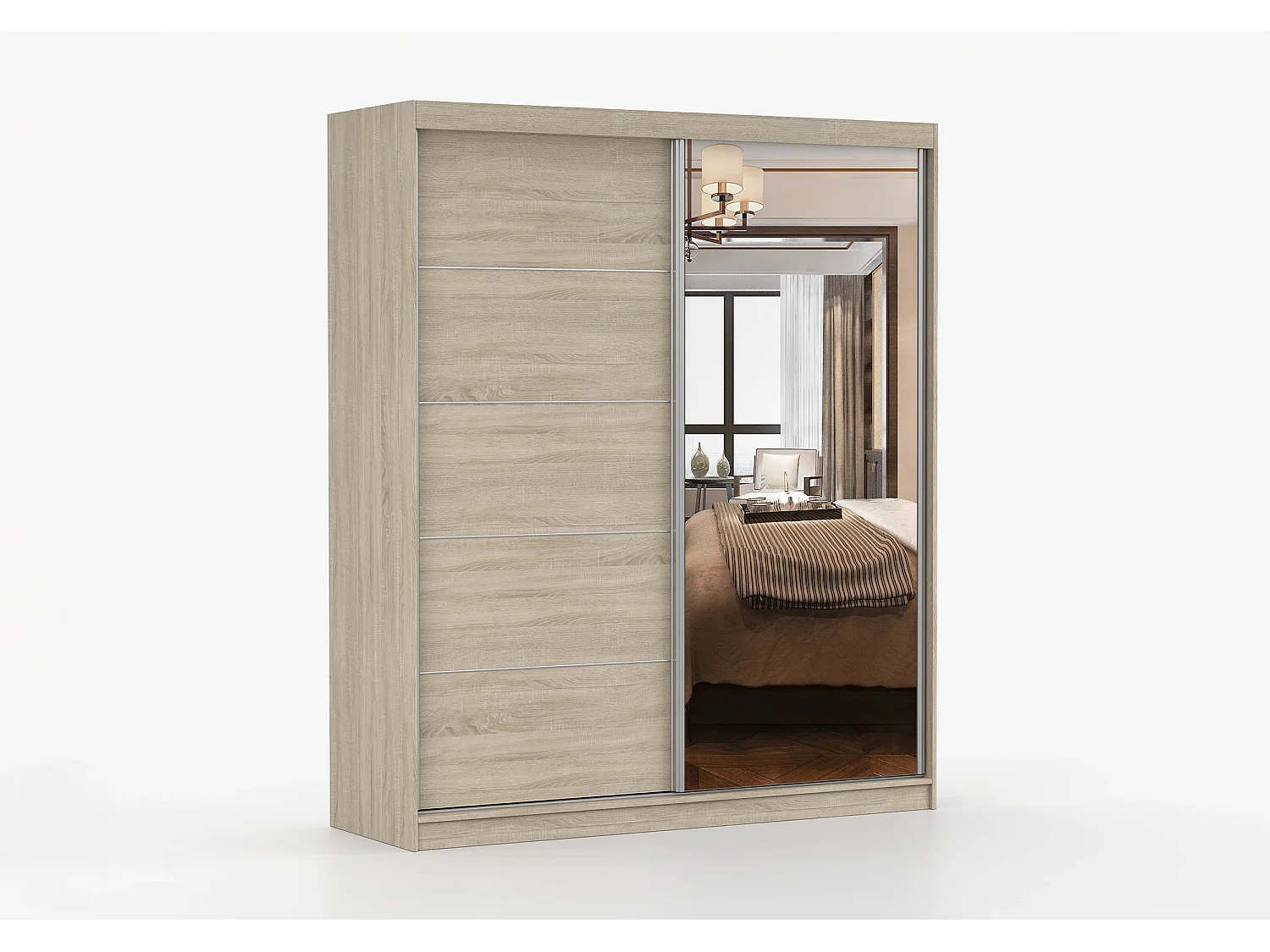 Armoire Ysalis 183 cm avec miroir - Chêne