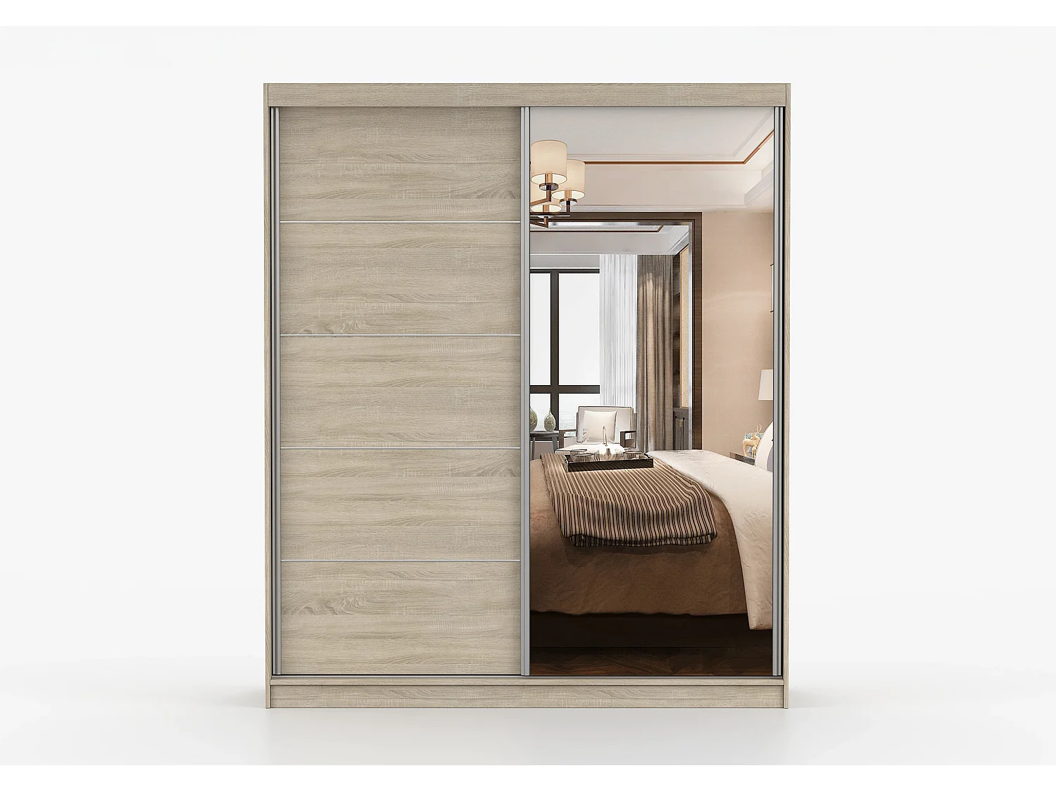 Armoire Ysalis 183 cm avec miroir - Chêne