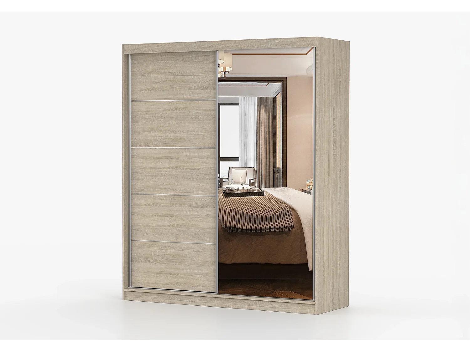 Armoire Ysalis 183 cm avec miroir - Chêne