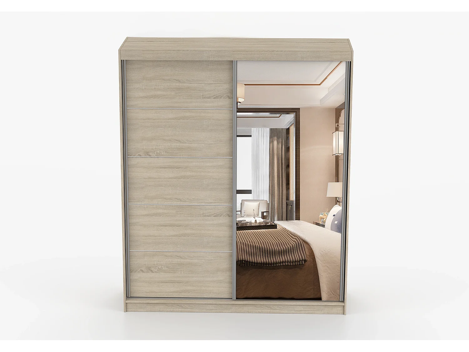 Armoire Ysalis 183 cm avec miroir - Chêne