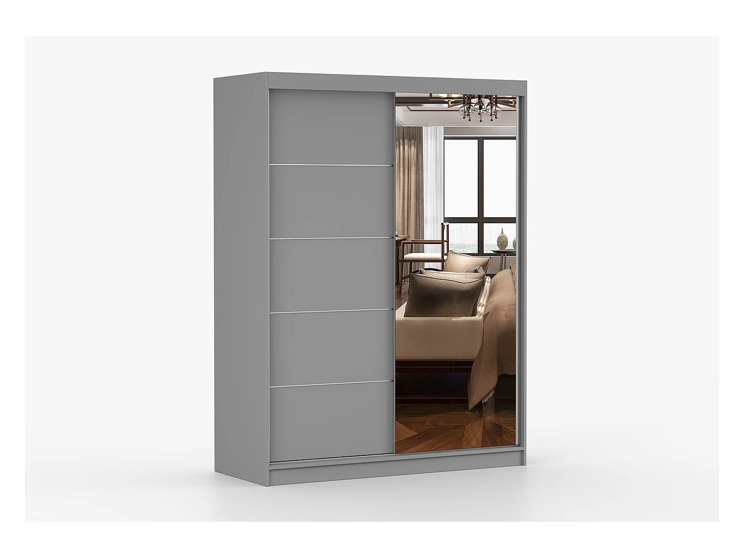 Armoire Vaiana 150 cm avec miroir - Gris