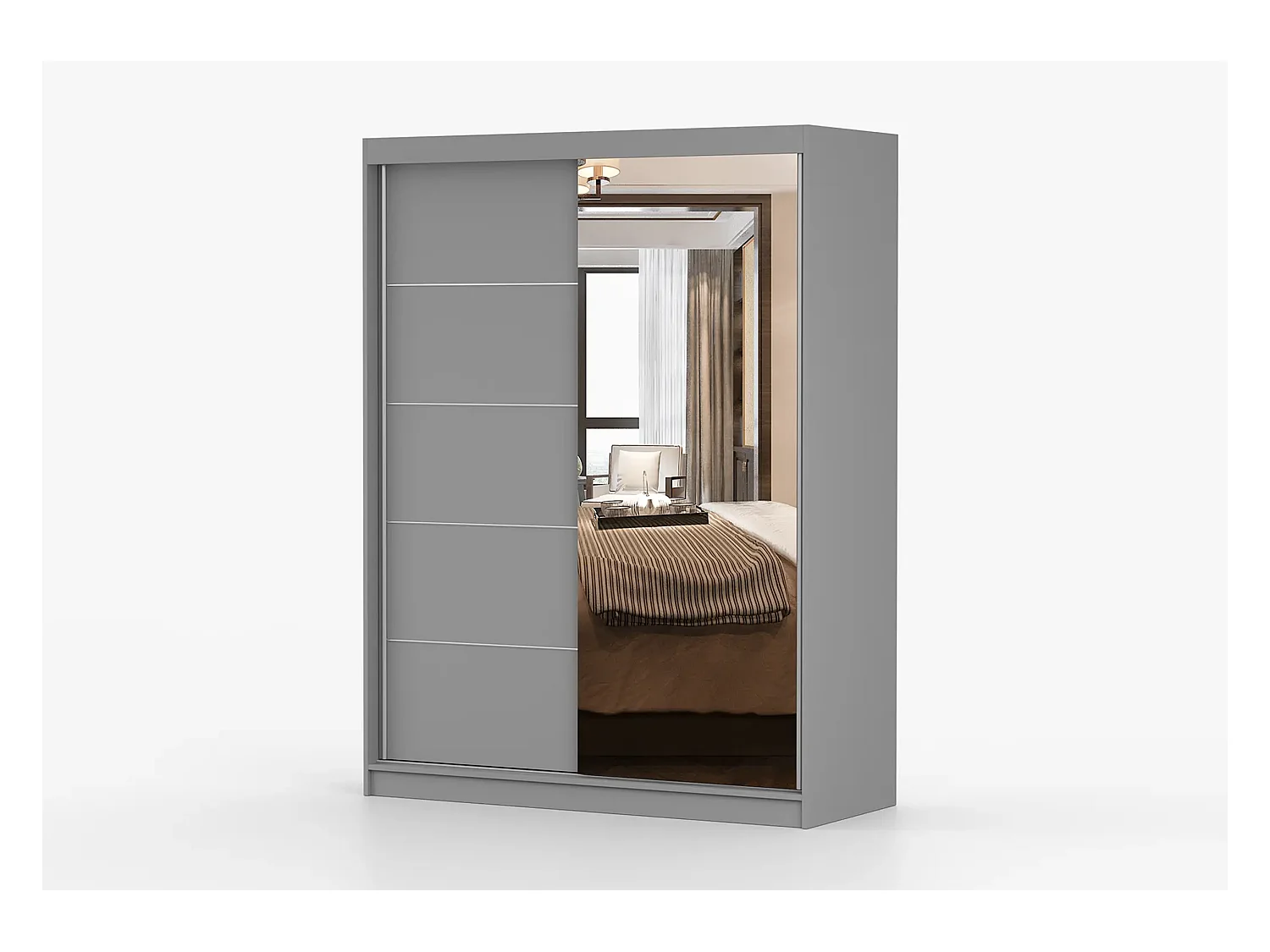 Armoire Vaiana 150 cm avec miroir - Gris