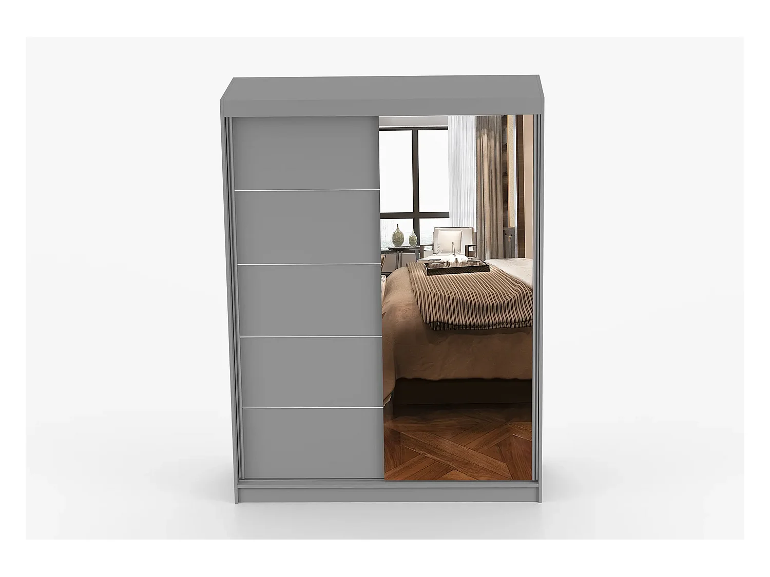 Armoire Vaiana 150 cm avec miroir - Gris