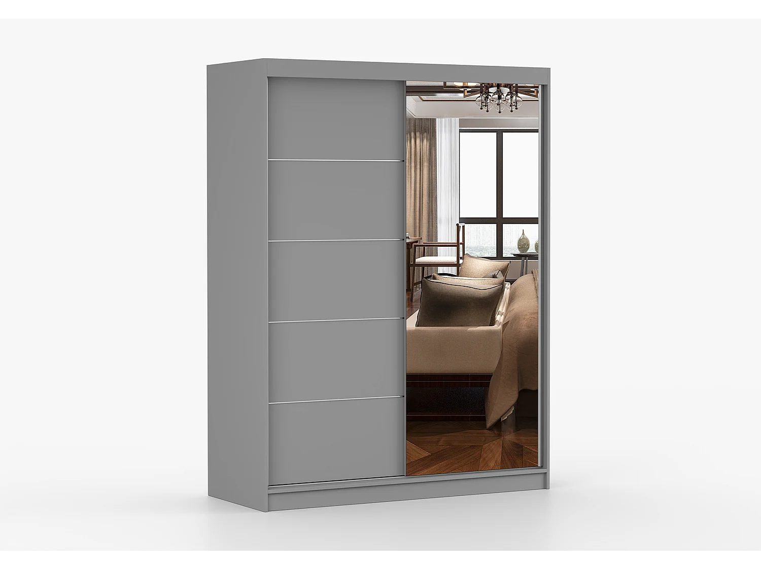 Armoire Vaiana 150 cm avec miroir - Gris