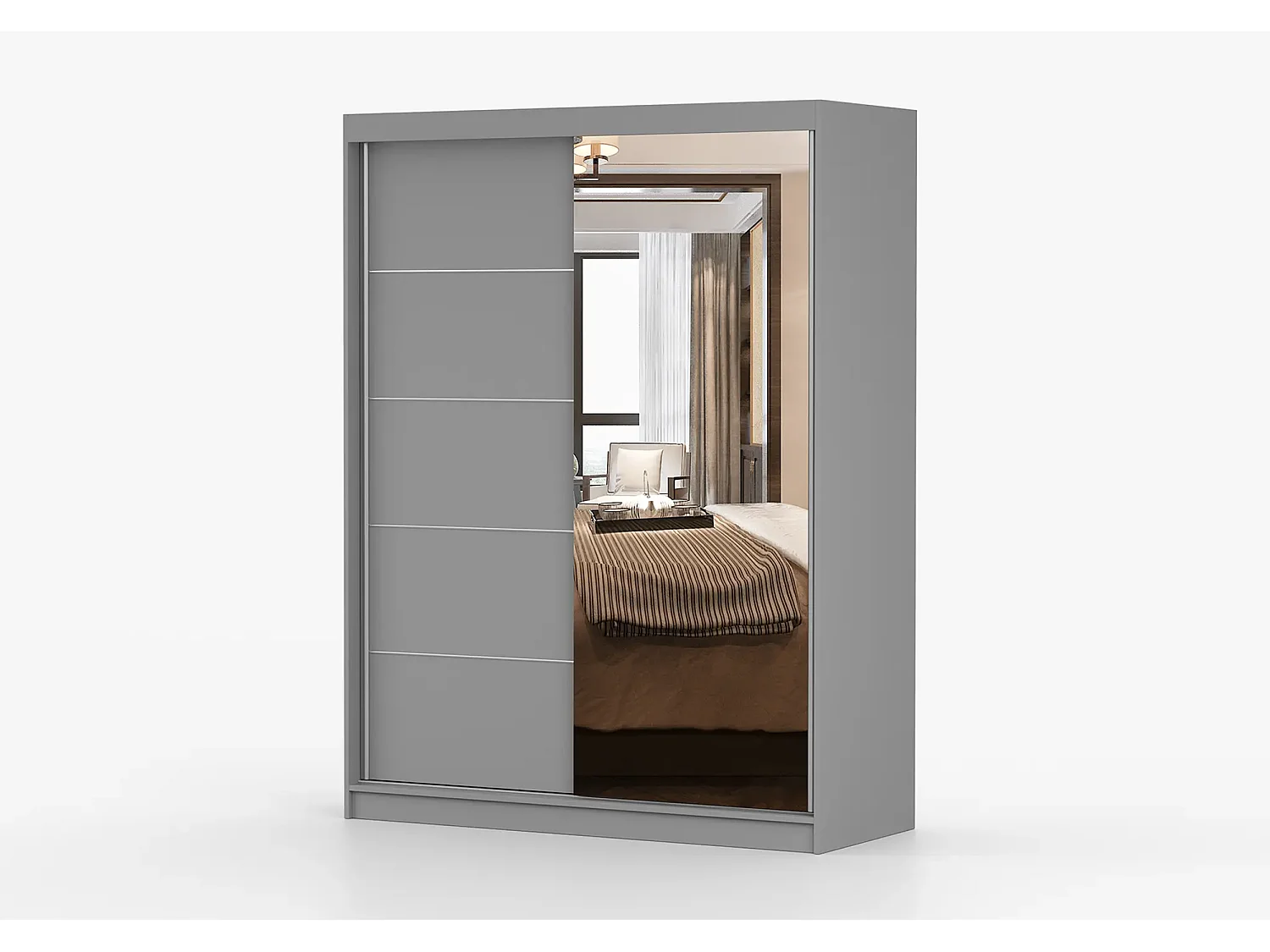Armoire Vaiana 150 cm avec miroir - Gris