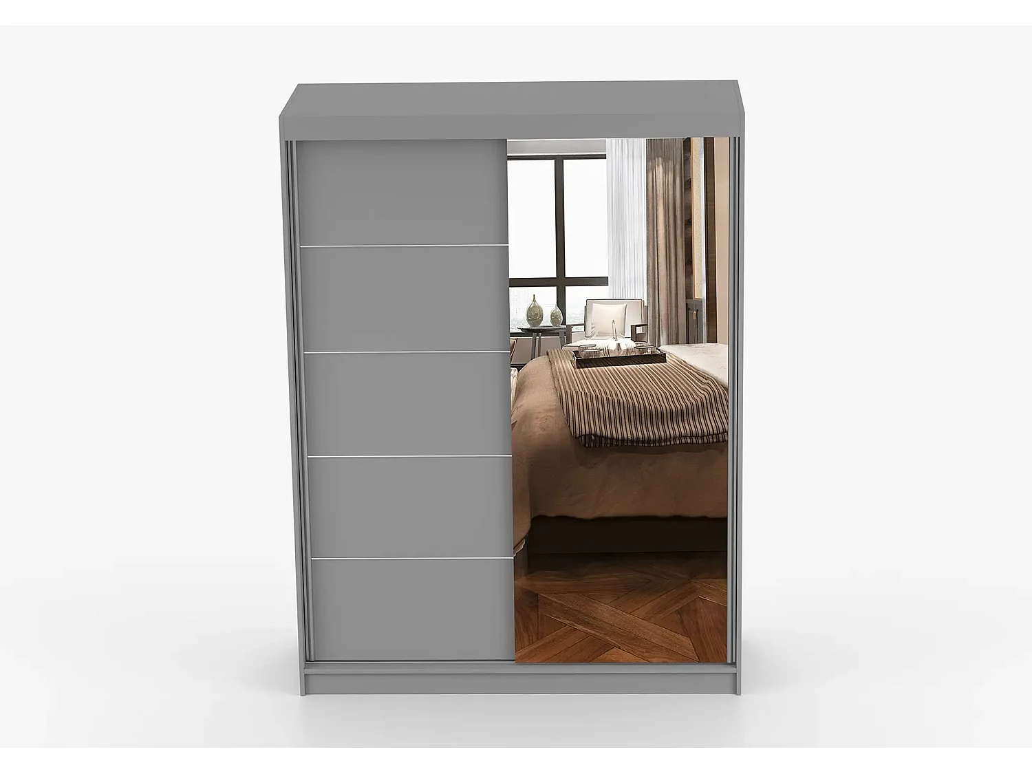 Armoire Vaiana 150 cm avec miroir - Gris