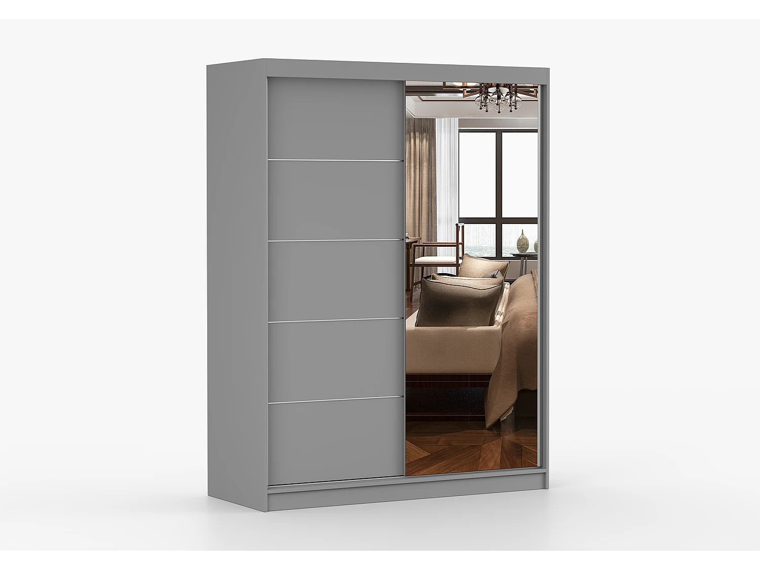 Armoire Vaiana 150 cm avec miroir - Gris