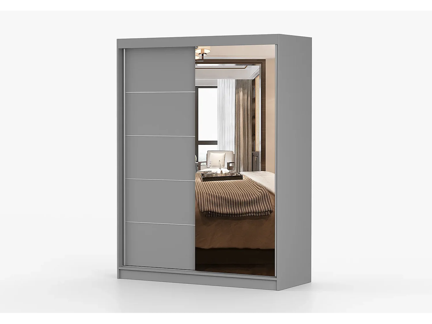 Armoire Vaiana 150 cm avec miroir - Gris