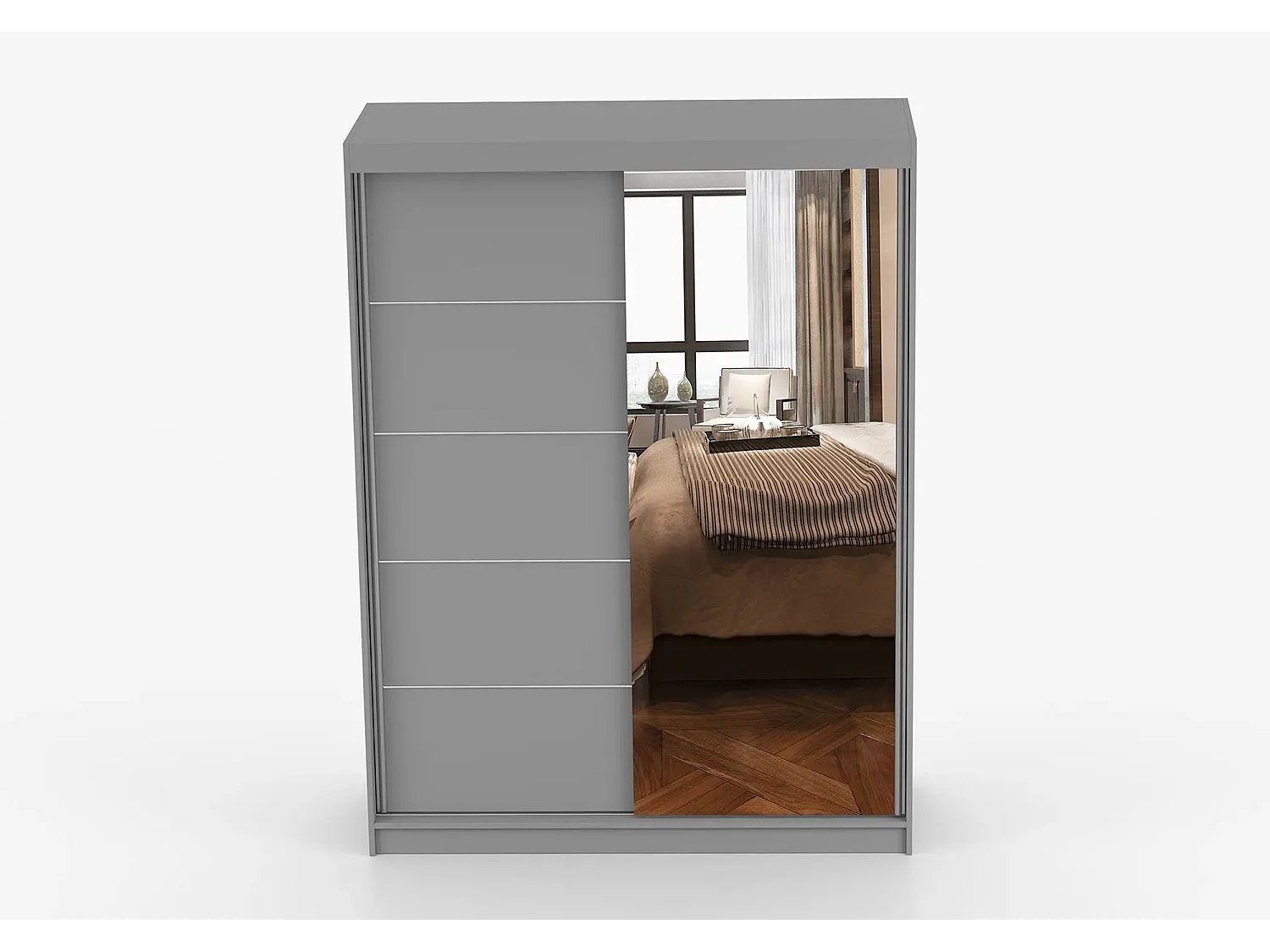 Armoire Vaiana 150 cm avec miroir - Gris