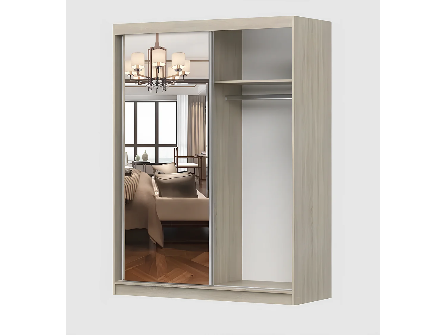 Armoire Vaiana 150 cm avec miroir - Gris