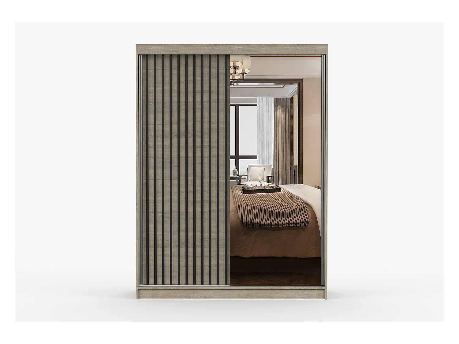 Armoire Nélia 150 cm avec miroir - Chêne