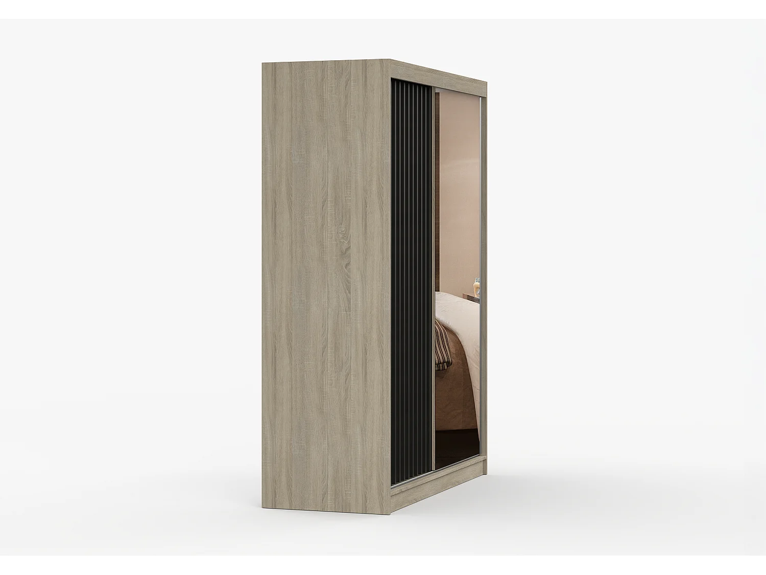 Armoire Nélia 150 cm avec miroir - Chêne
