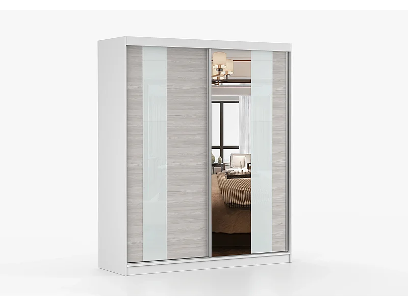 Armoire Lyra 183 cm avec miroir - Blanc - Kathult
