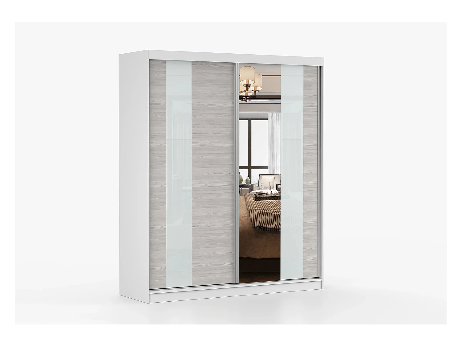 Armoire Lyra 183 cm avec miroir - Blanc - Kathult