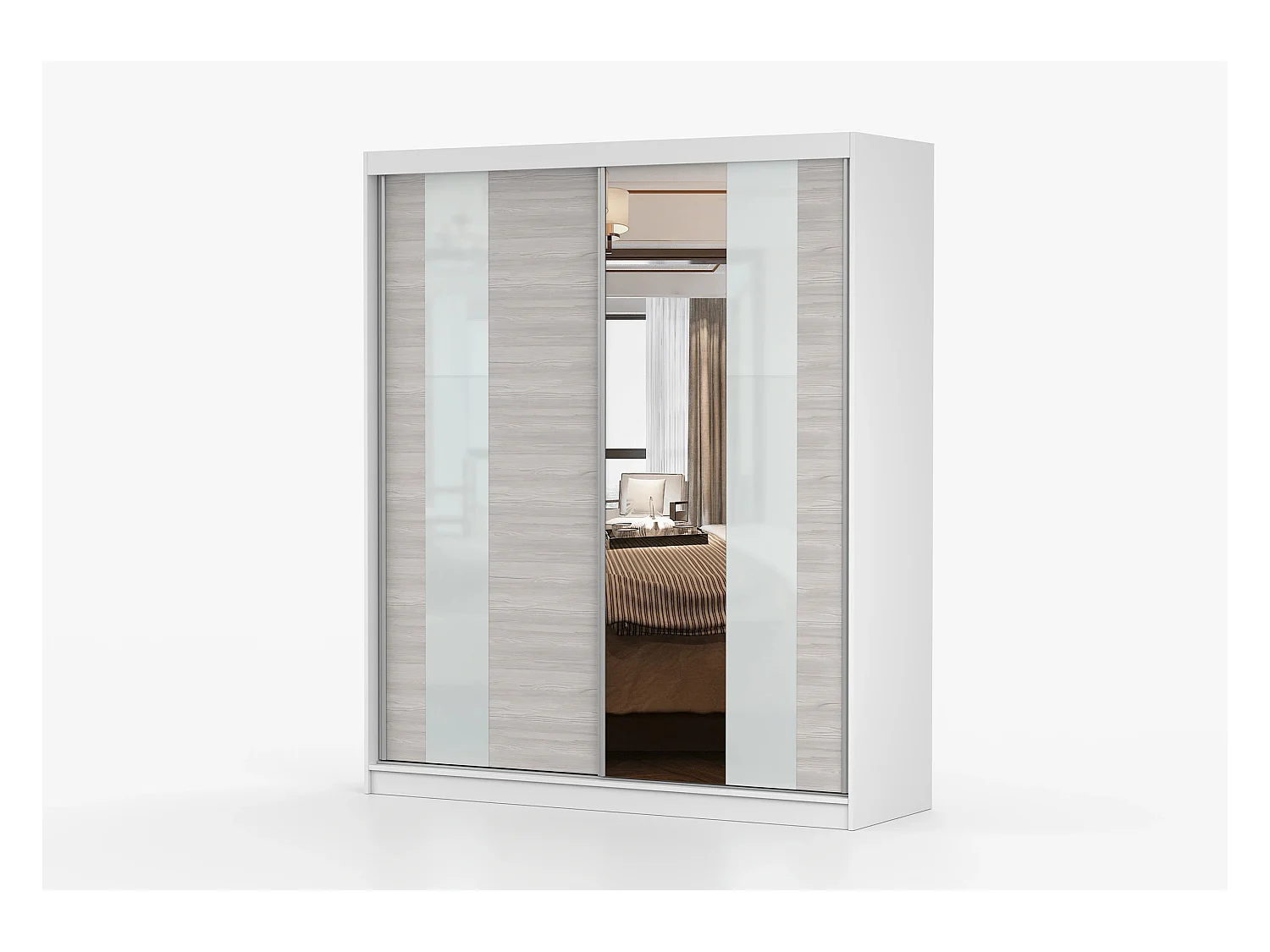 Armoire Lyra 183 cm avec miroir - Blanc - Kathult