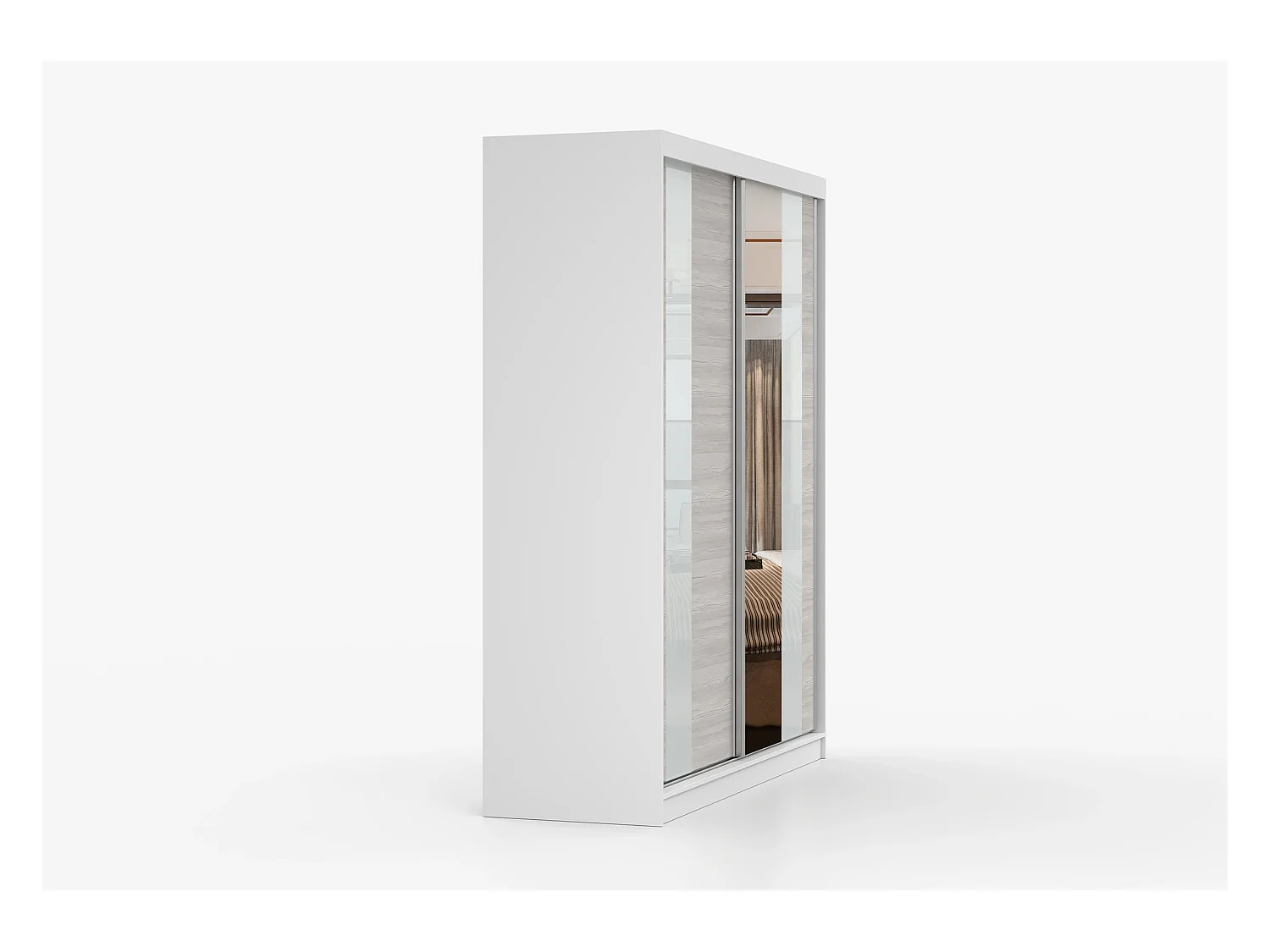 Armoire Lyra 183 cm avec miroir - Blanc - Kathult