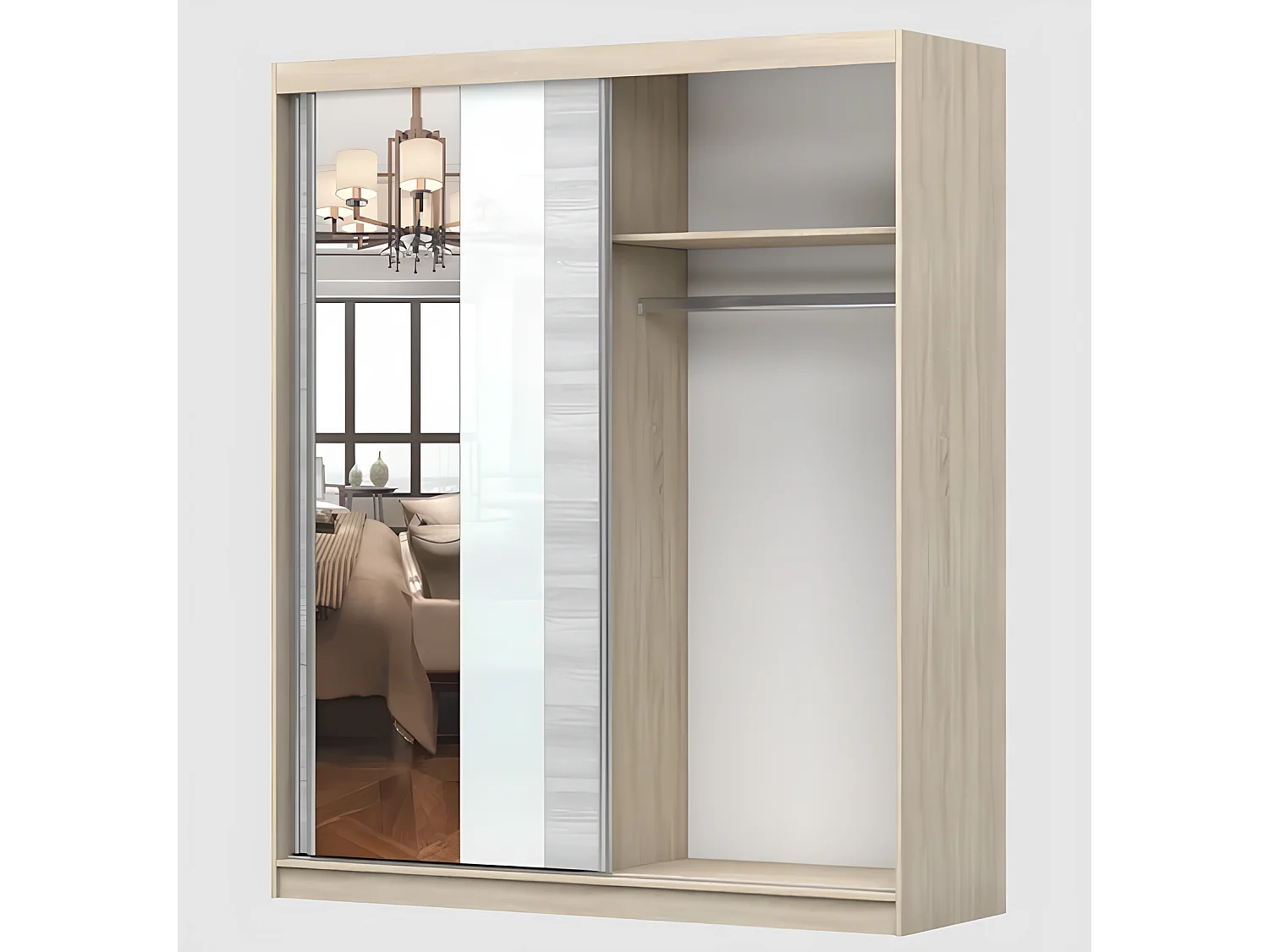 Armoire Lyra 183 cm avec miroir - Blanc - Kathult