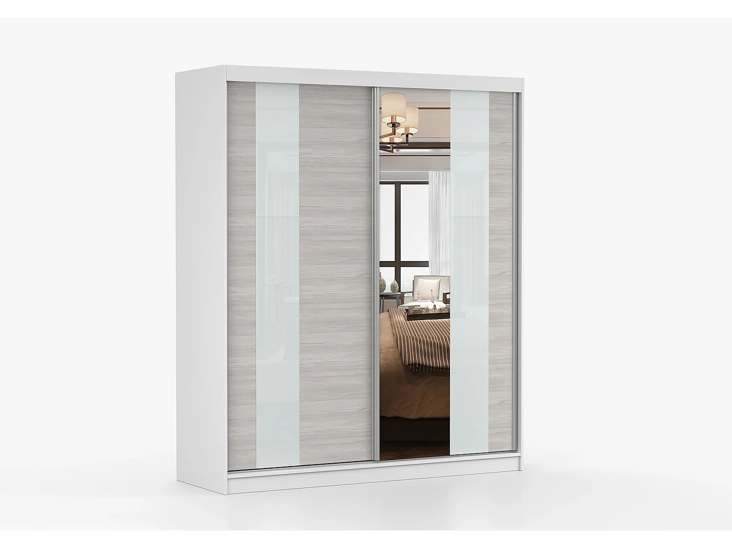 Armoire Lyra 183 cm avec miroir - Blanc - Kathult