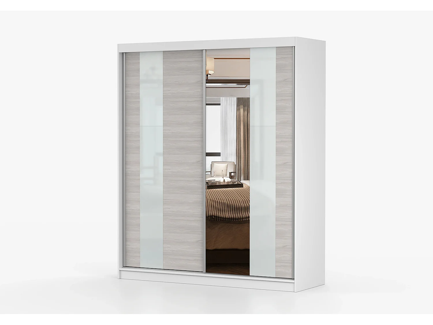 Armoire Lyra 183 cm avec miroir - Blanc - Kathult