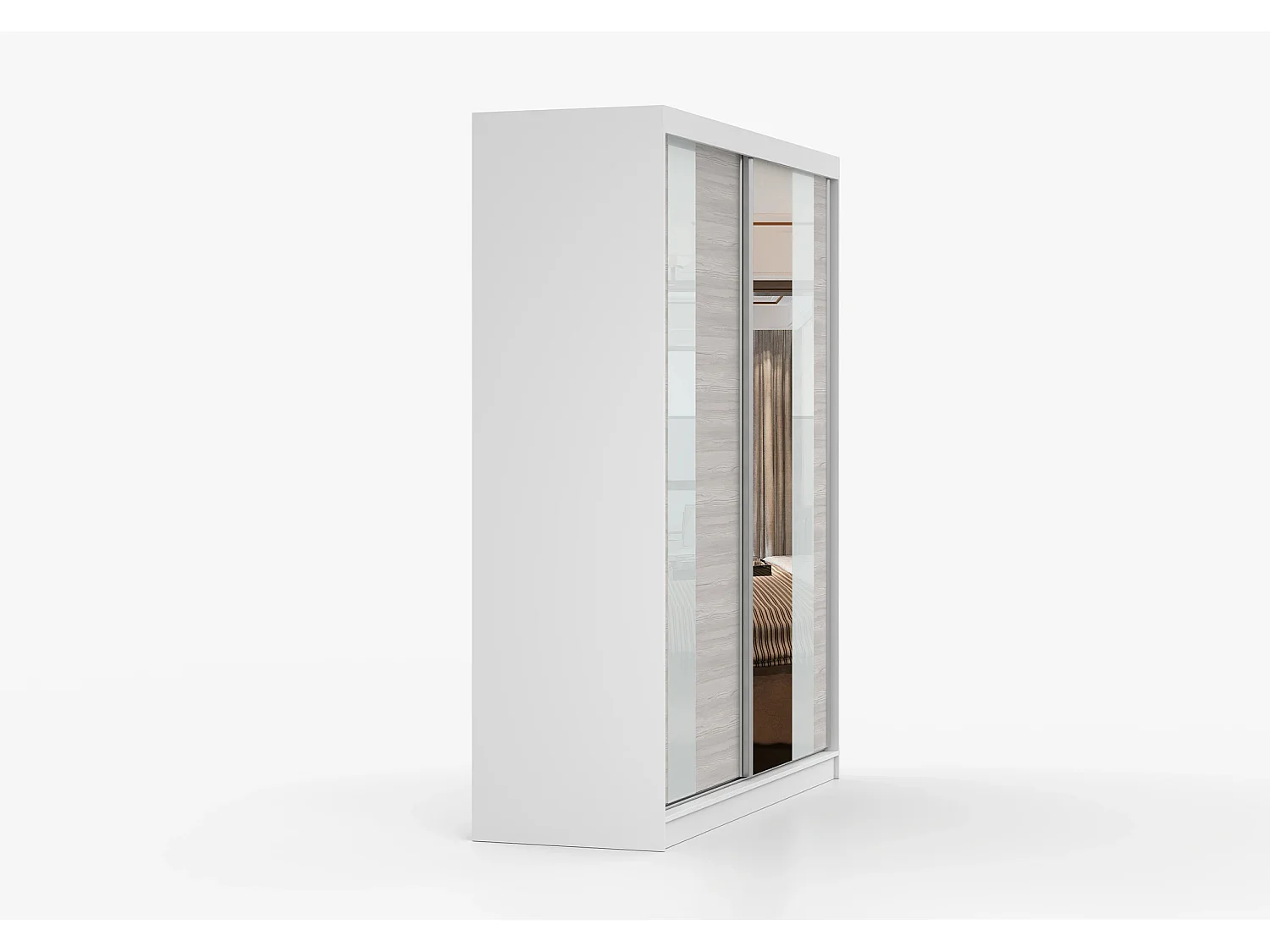 Armoire Lyra 183 cm avec miroir - Blanc - Kathult
