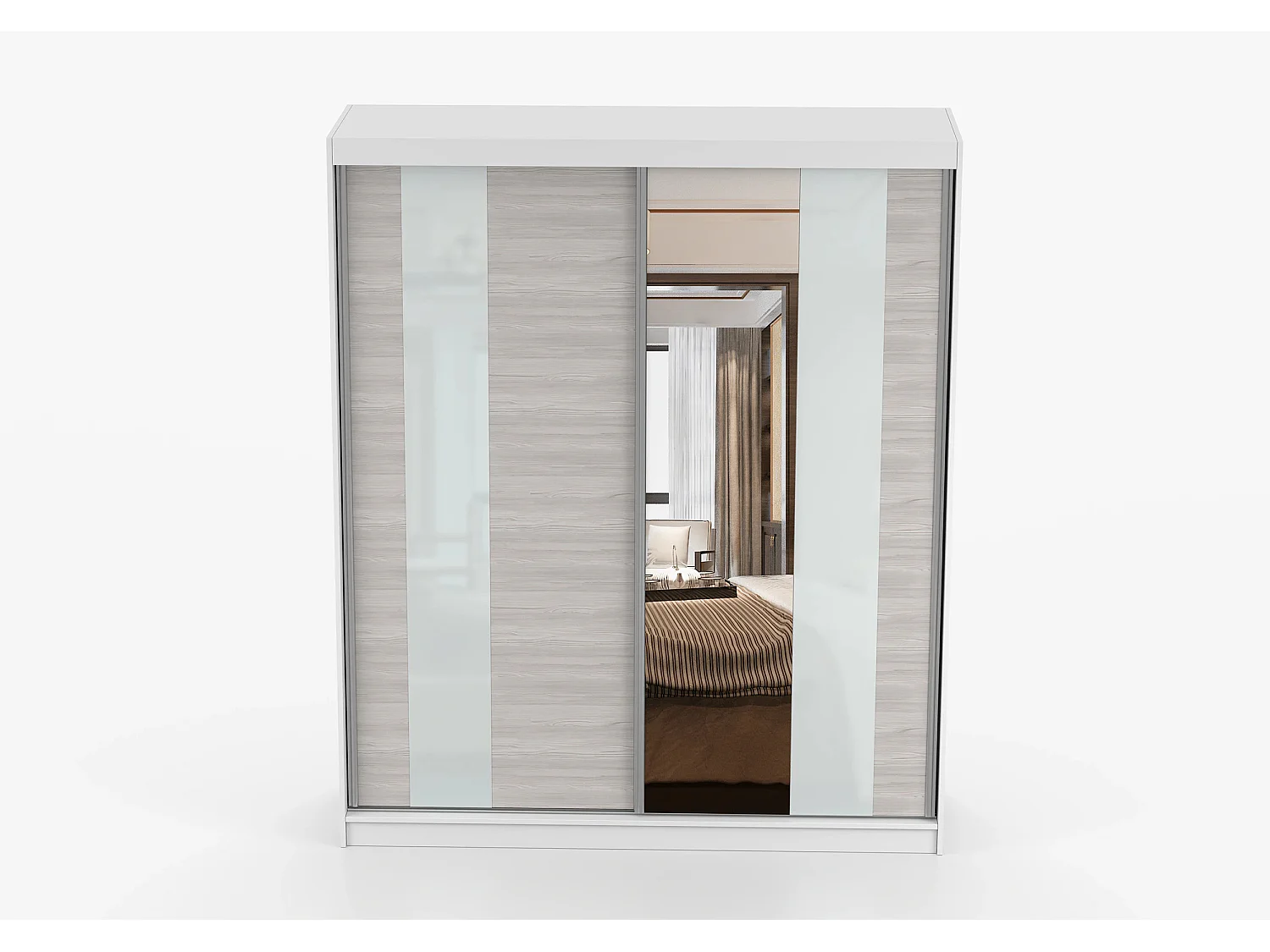 Armoire Lyra 183 cm avec miroir - Blanc - Kathult