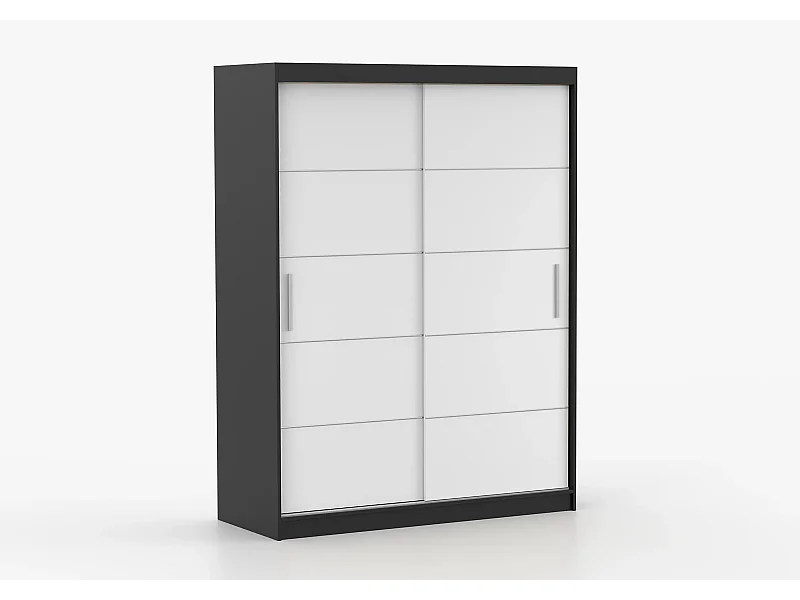 Armoire Aliona 150 cm - Noir - Blanc