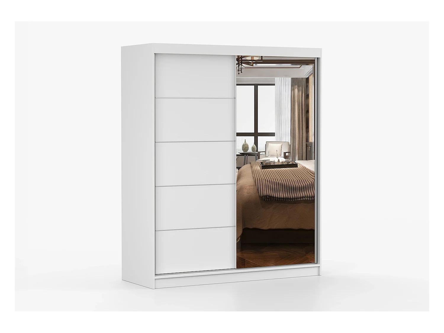 Armoire Ondine 160 cm avec miroir - Blanc